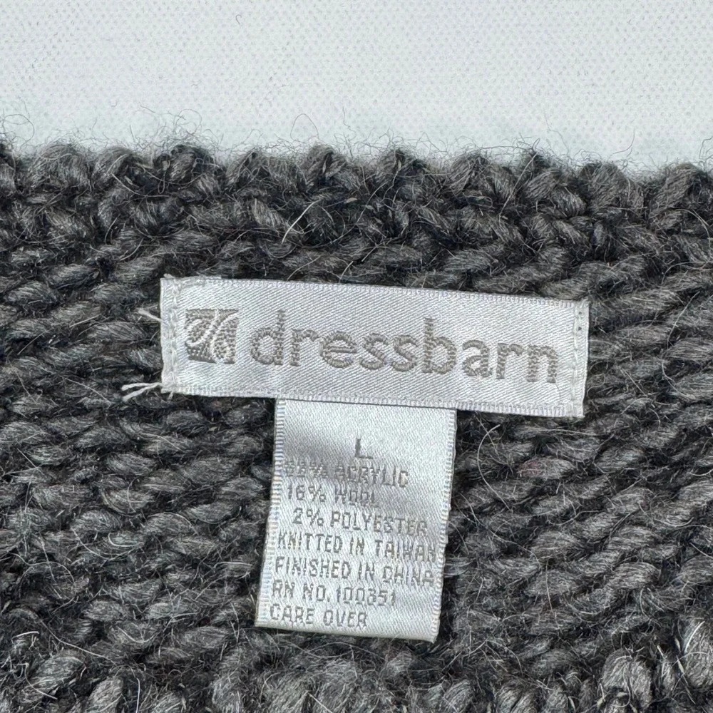 Dressbarn Womens Chunky Knit Striped Wool Blend Toggle Cardigan Sweater Large